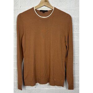 Gucci Women's Brown Layered Look Tight Knit Thin Viscose Sweater GG Medium